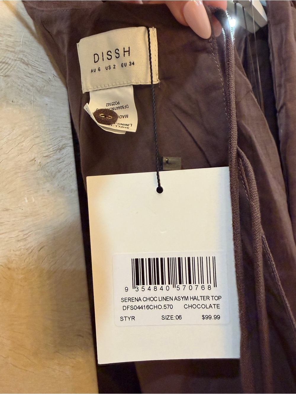 DISSH Serena top & Wide-Leg Linen Pants in chocolate brown. - Picture 5 of 6